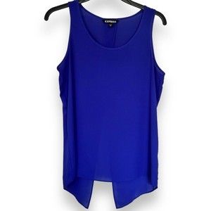 Express Women’s Purple Slit Back Sheer Sleeveless Blouse Small